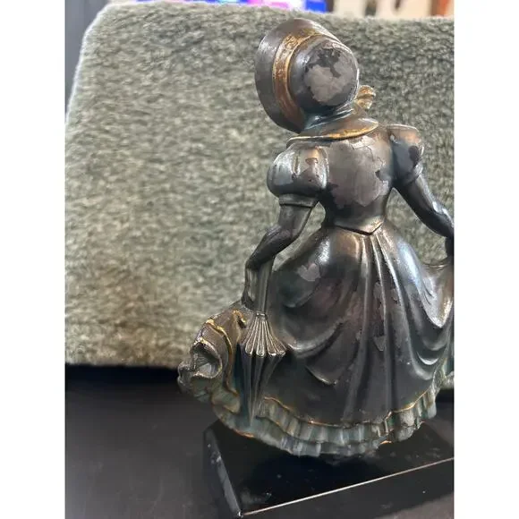 1930s JB Hirsch Cold Painted French Bronze Figure on Marble Pleased to Meet You